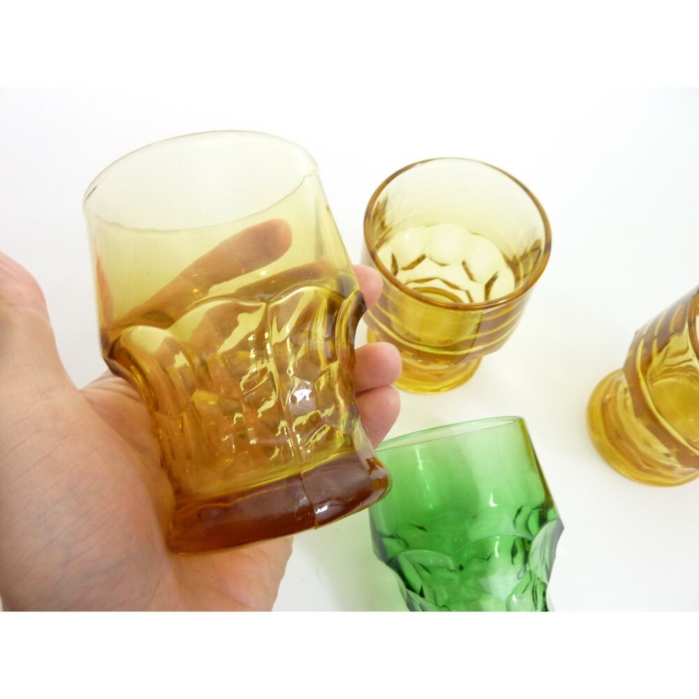 Vintage Georgian Tumblers glass drinking amber green glass tumblers set 4 - Picture 4 of 4